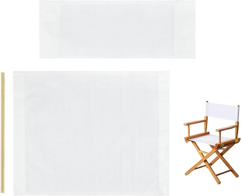 Cansybil Director Chair Replacement Canvas Fabric Seat Cover Foldable Director’s Chair Cover Kit Black | 21.2" L x 16.1" W x 0.39" H (A: White 21.25''L*16.14''W) - Image 1